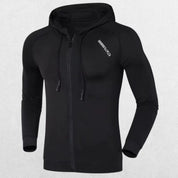 Black hoodie mockup showcasing men's athletic performance wear