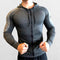 Grey compression hoodie for men, breathable and durable activewear