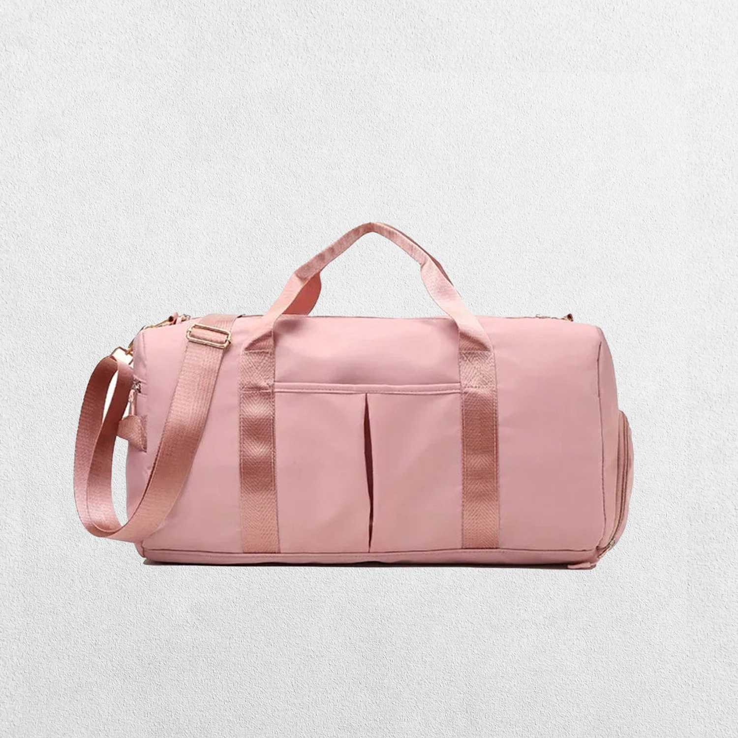 Pink GPW Gym Bag with external quick-access pockets.