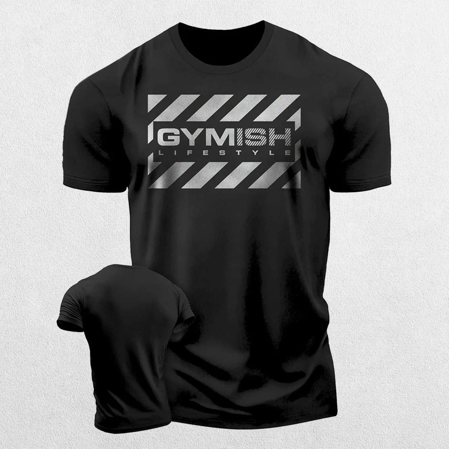 Close-up of the Black GPW Gymish Printed Muscle Man Gym T-Shirt - Funny Workout Tee 