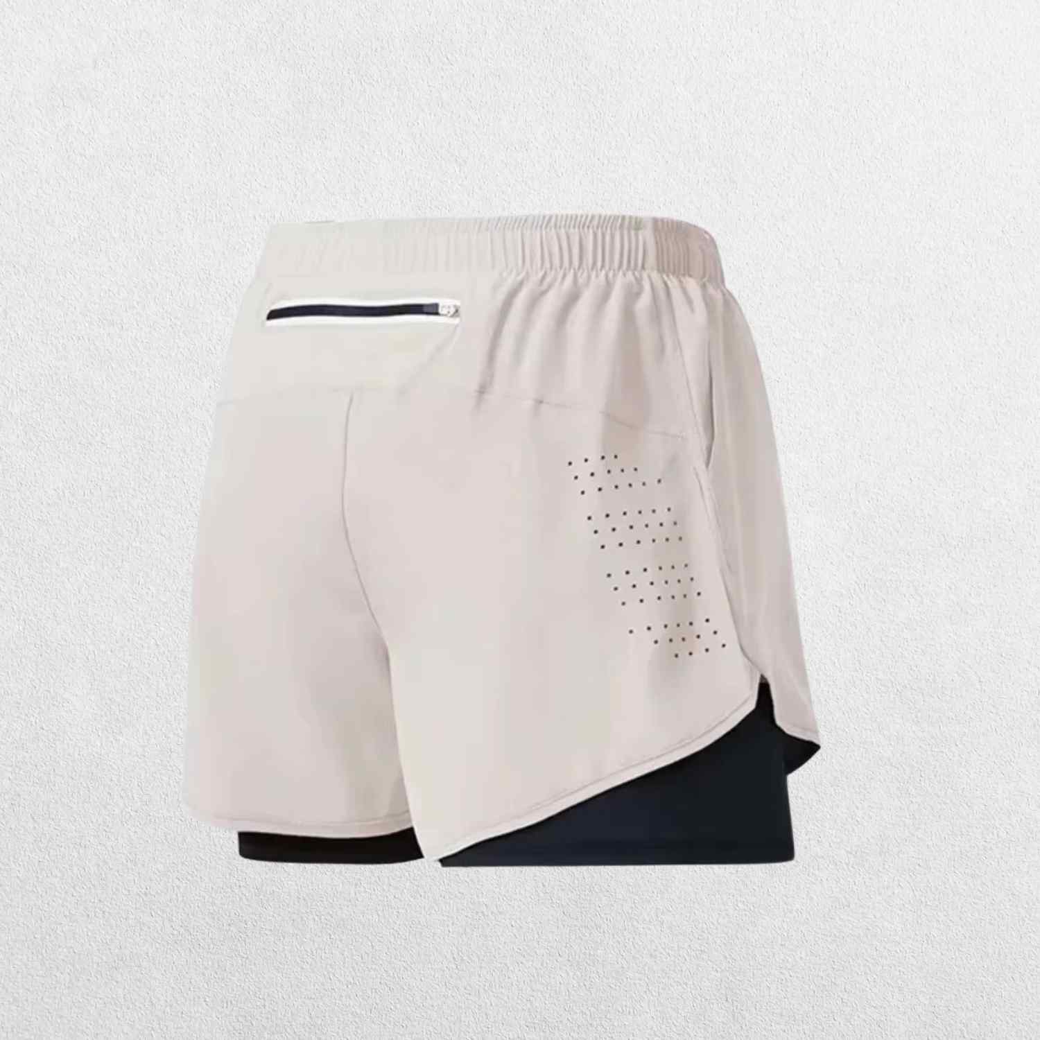 "GPW High-Performance Men’s Running Shorts in white, front view displaying the clean, minimalist design with breathable, lightweight fabric against a studio background."
