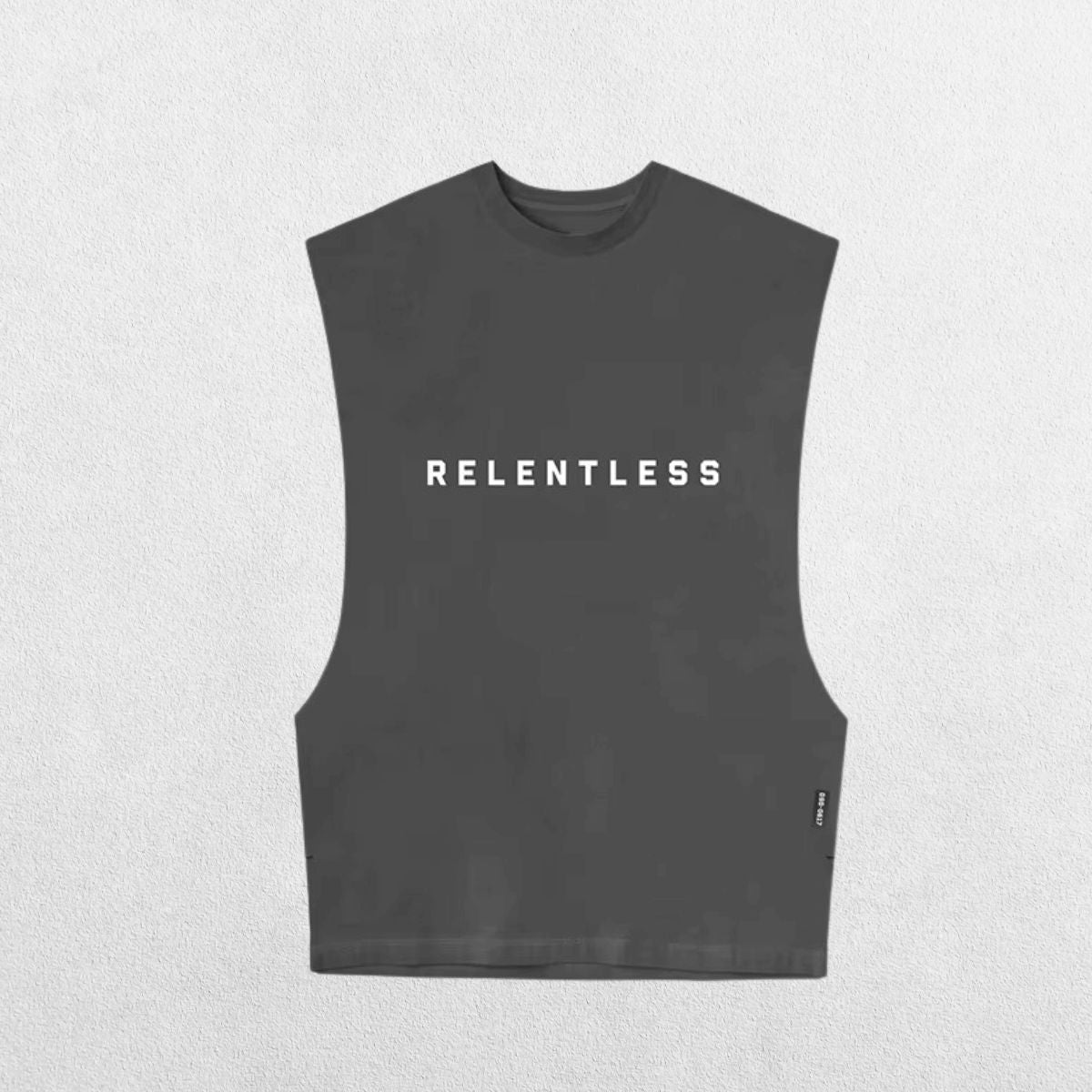 GPW Men's Performance Round Neck Sleeveless Shirt in grey, shown from the front against a minimalistic studio setting.