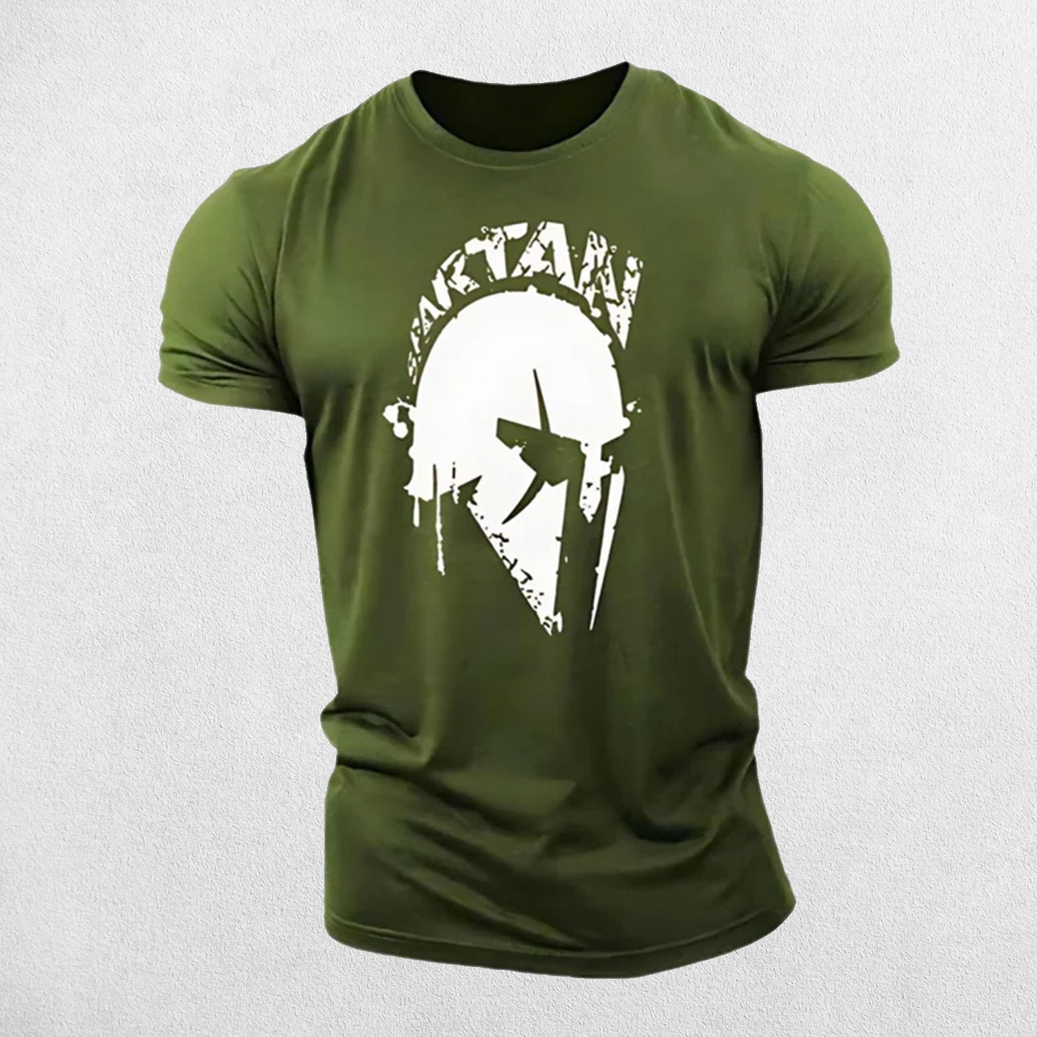 Vintage Spartan Print Men's Fitness T-Shirt - Breathable Cotton Blend