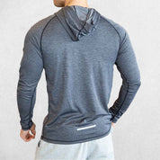 Stylish Men's Athletic Slim Fit Long Sleeve Hooded Gym Shirt