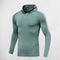 Green Men’s Fitness Gym Training Shirt – Front view showcasing high-elastic fabric and muscle-enhancing design lines.