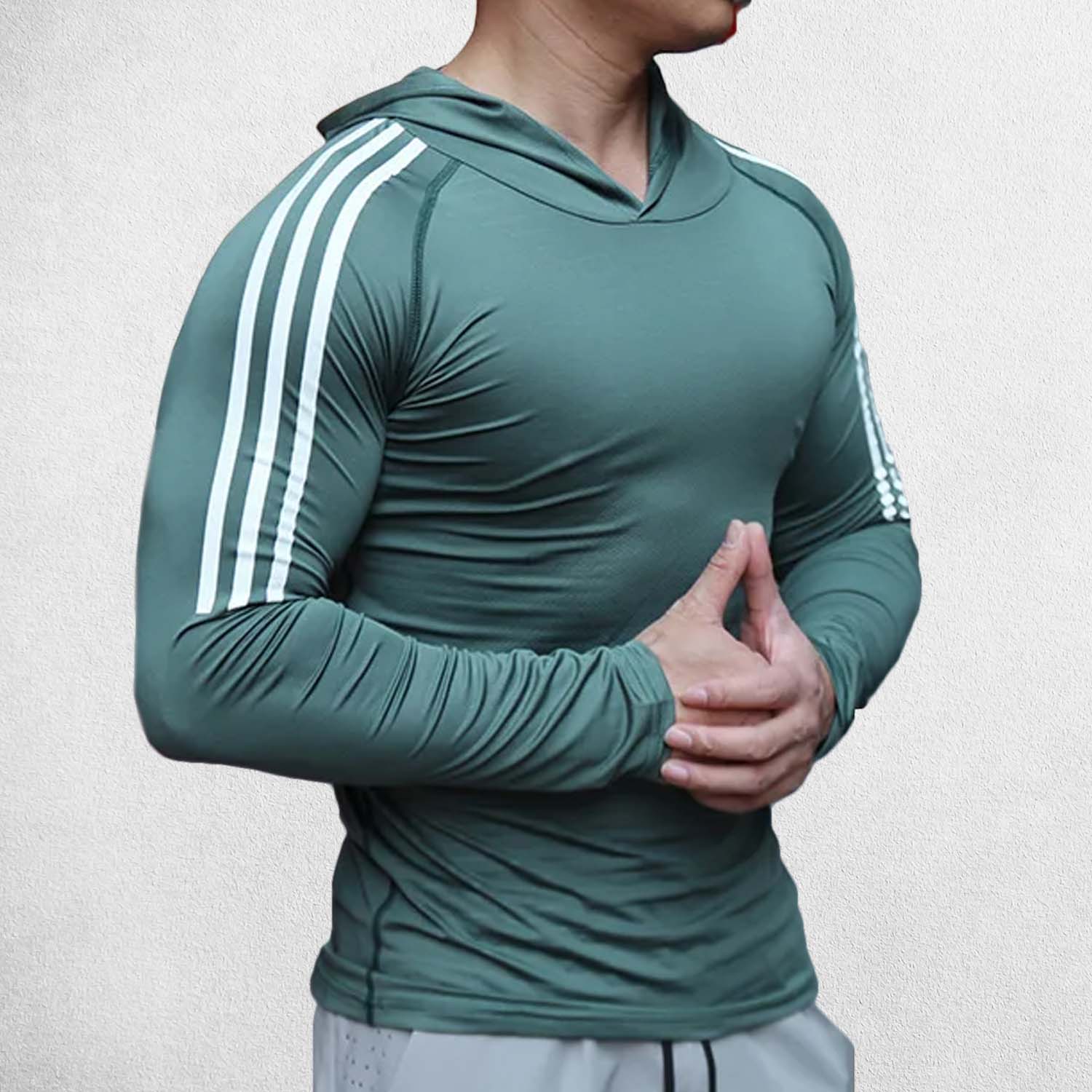 Close-up of Green premium polyester fabric, highlighting its lightweight and durable texture.