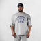 ront View of Model Wearing White Men's Casual Loose Oversized Cotton Printed T-shirt – Breathable & Stylish Workout Tee