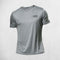 Front view of Grey Men's quick-dry compression sports T-shirt for gym and running