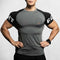 Front View of model wearing Grey Men’s Quick-Dry Raglan Gym T-Shirt – Breathable, Stretch-Fit Sports Tee for Running & Training