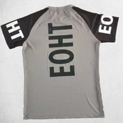 Back Close Up of Grey Men’s Quick-Dry Raglan Gym T-Shirt – Breathable, Stretch-Fit Sports Tee for Running & Training