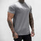 Model wearing Grey Men’s Quick-Dry Running T-Shirt – Breathable & Lightweight Sportswear for Fitness & Training