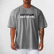Front View of Model Wearing Grey Men’s Short Sleeve Quick Dry Oversized Mesh Gym T-Shirt – Breathable, Quick-Dry Fitness Tee