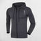 Grey Men's quick-drying fitness hoodie with raglan sleeves for enhanced flexibility.