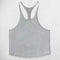 Close-up of Grey breathable cotton fabric on a gym tank top