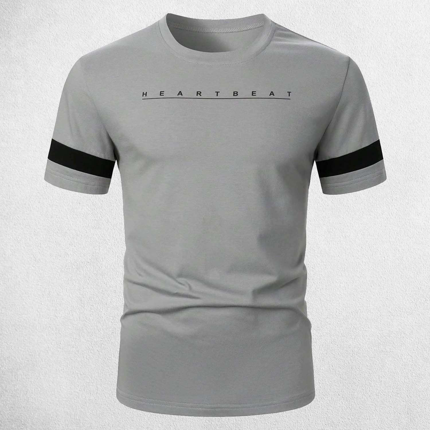 Front view showcasing Comfortable round neck short sleeve t-shirt