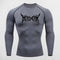 Close-up of Grey Quick Dry Rash Guard highlighting Berserk print and ergonomic fit.