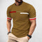 Front View of Model Wearing Khaki Men’s 3D Striped Letter Print Oversized T-Shirt – Casual Streetwear Hip-Hop Tee