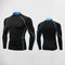 Front And Back view of Black BLue Men’s Compression Turtleneck Long Sleeve Training Tee – Quick-Dry & Stretchable in a studio background
