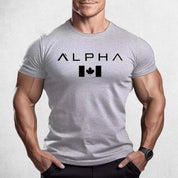 
Front Pose of Model wearing Light Grey Men’s Oversized Maple Leaf Gym T-Shirt – Quick-Drying Athletic Streetwear Tee