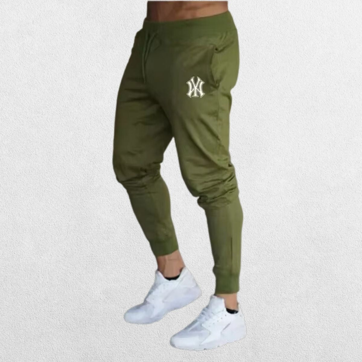  Comfortable Man Pants Summer Casual Trousers in green, featuring a harem design for extra flexibility and versatile style.