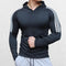 Men’s Fitness Running Sport Hoodie in black, designed for flexibility, breathability, and durability, perfect for gym and outdoor workouts.