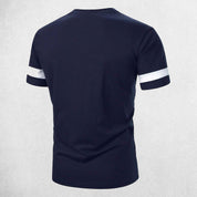 Close up of back viewing Quick-dry short sleeve fitness t-shirt for men