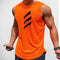 Front view of Orange men’s quick-dry tank top in breathable mesh fabric
