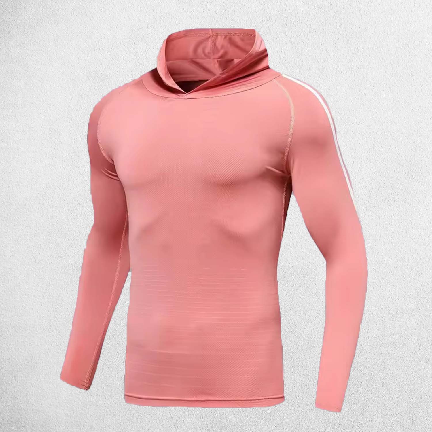 Pink Men’s Fitness Gym Training Shirt – Front view showcasing high-elastic fabric and muscle-enhancing design lines.
