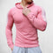 Pink Men’s Fitness Running Sport Hoodie – Front view showcasing hooded design and muscle-training fit for gym and outdoor workouts.