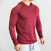 Stylish Men's Athletic Slim Fit Long Sleeve Hooded Gym Shirt