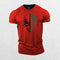 Close-up of Red GPW Mens Short Sleeve 2D Skull Cotton T-Shirt For Gym And Casual Style in a studio background