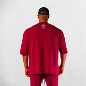 Back View of Model Wearing White Men's Casual Loose Oversized Cotton Printed T-shirt – Breathable & Stylish Workout Tee