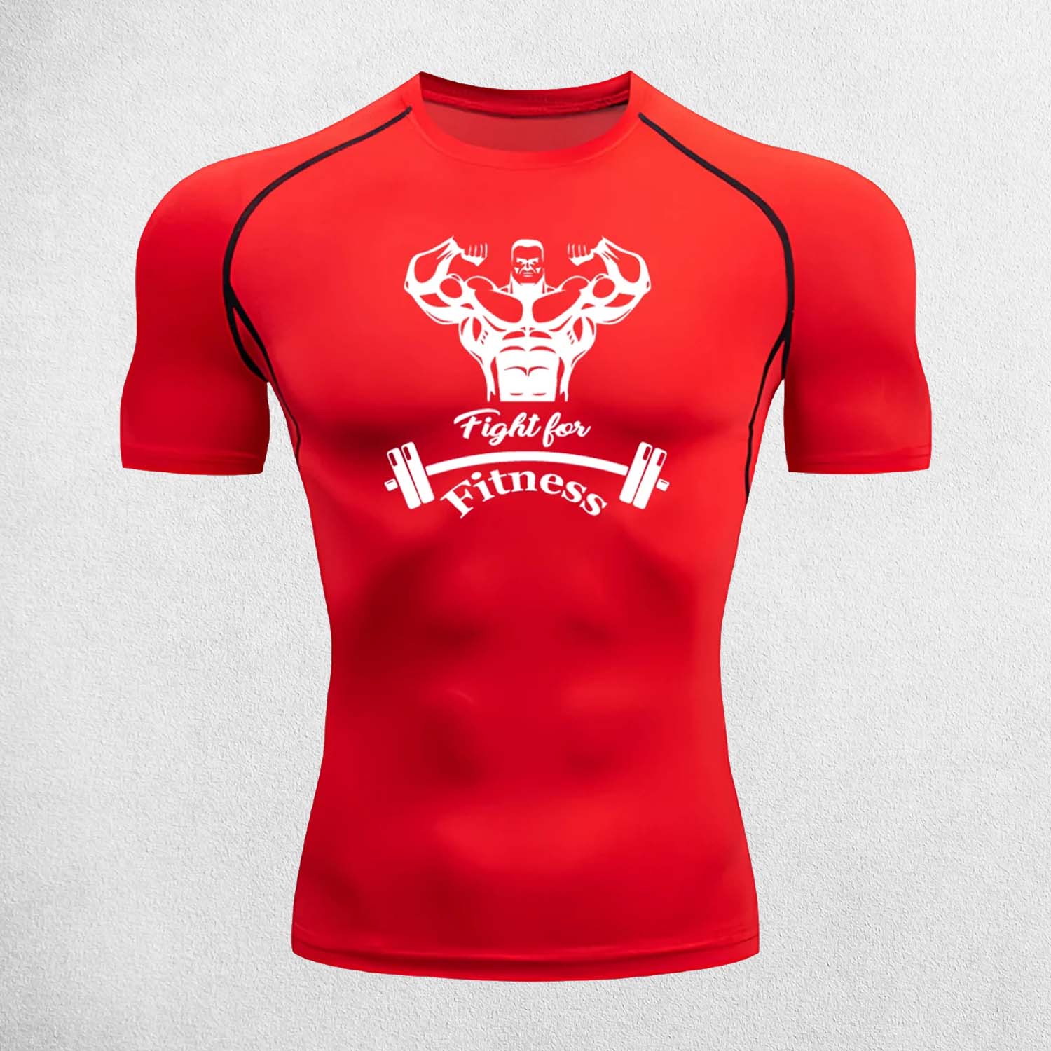 Red Men’s compression t-shirt with quick-dry, breathable fabric for gym workouts