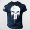 Front View of Royal Blue Men's Oversized 3D Patriotic Skull T-Shirt
