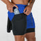 Side Pose Close of Light Blue GPW Men's 2-in-1 Running Shorts Showing mobile pockets 