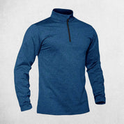 Sea Blue High-Neck Fleece-Lined Athletic Sweatshirt for Cold Weather Workouts