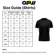 Size Chart for Men's Stylish O-Neck Short Sleeve Gym T-shirt with 3D Punisher Skull Print Design