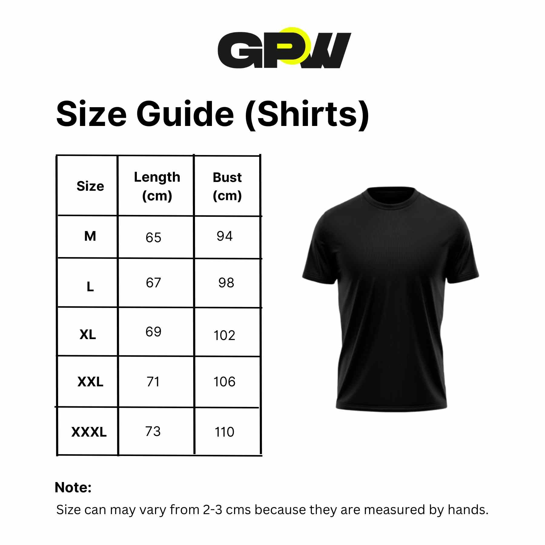 Size Guide for Men’s Muscle Slim Fit Cotton Stretch T-Shirt for Gym, Workout & Casual Wear