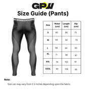 Size guide for Men’s Lycra Compression Leggings – Sports Tights for Running, Cycling & Training