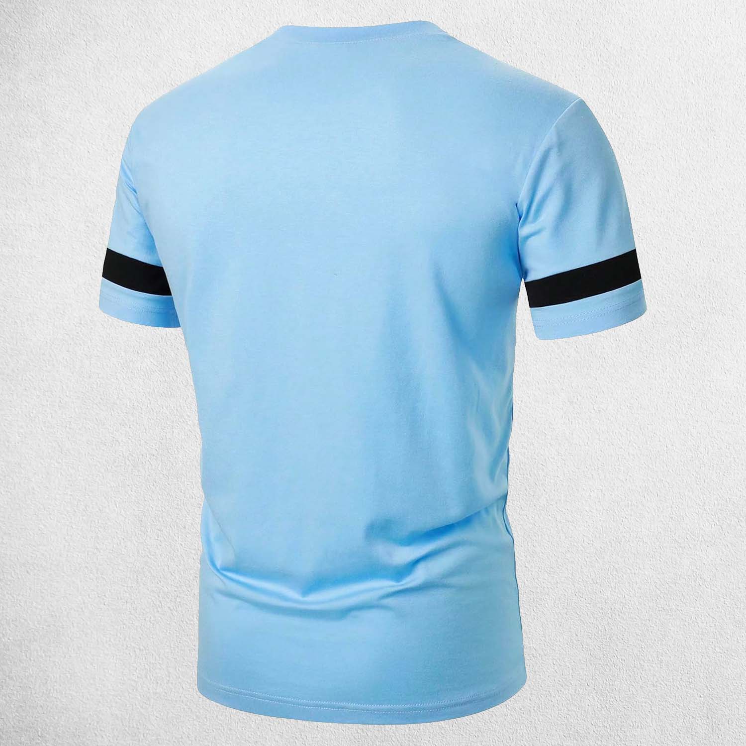 Back close up of Sky Men's Summer Letter Graphic Crew Neck Fitness Tee Shirts– Breathable, Quick-Dry, Casual Short Sleeve Tee
