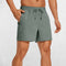 Front Close-up of Slate Gray GPW Men's Lightweight Quick-Dry Workout Shorts with Pockets in a studio background