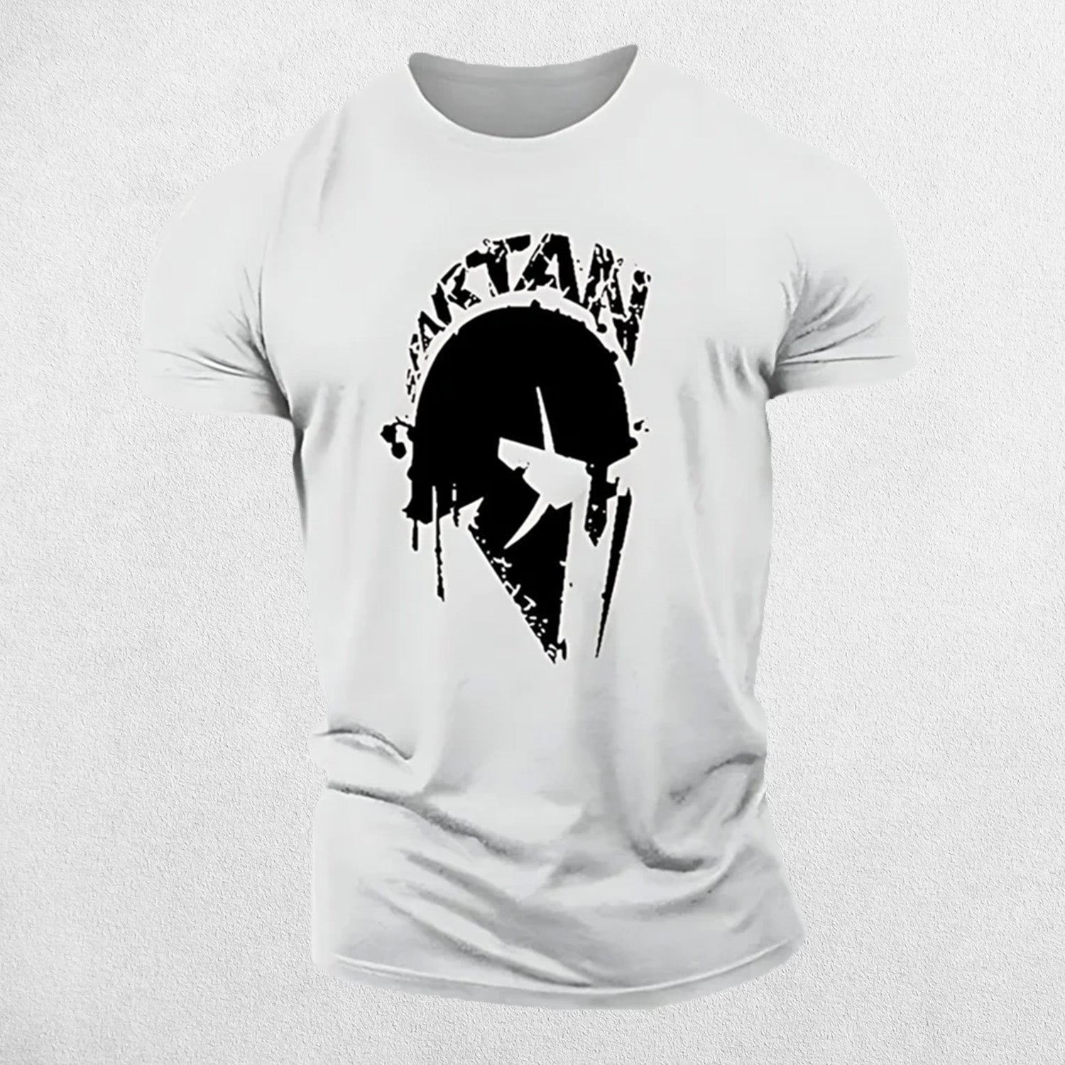 Vintage Spartan Print Men's Fitness T-Shirt - Breathable Cotton Blend