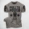 Warm Grey Motivational gym shirt with "PULL TO POWER" design