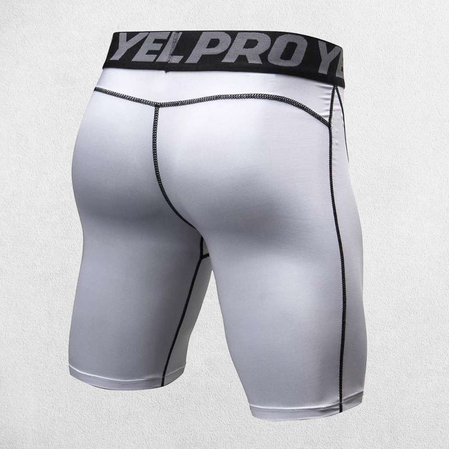 Back Close-up of White GPW compression tights showcasing breathable polyester fabric.
