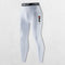 White Reinforced stitching on durable GPW running leggings for men.