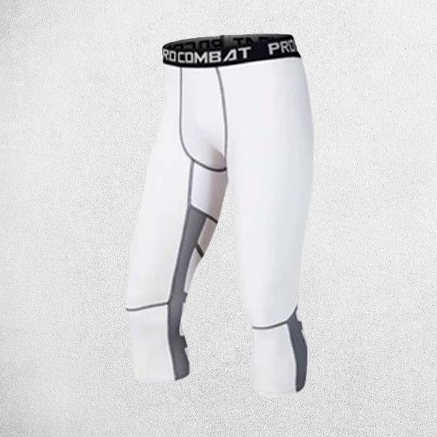 "Close-up of WHite Grey breathable and moisture-wicking fabric on gym tights