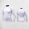 Front And Back view of White Men’s Compression Turtleneck Long Sleeve Training Tee – Quick-Dry & Stretchable in a studio background