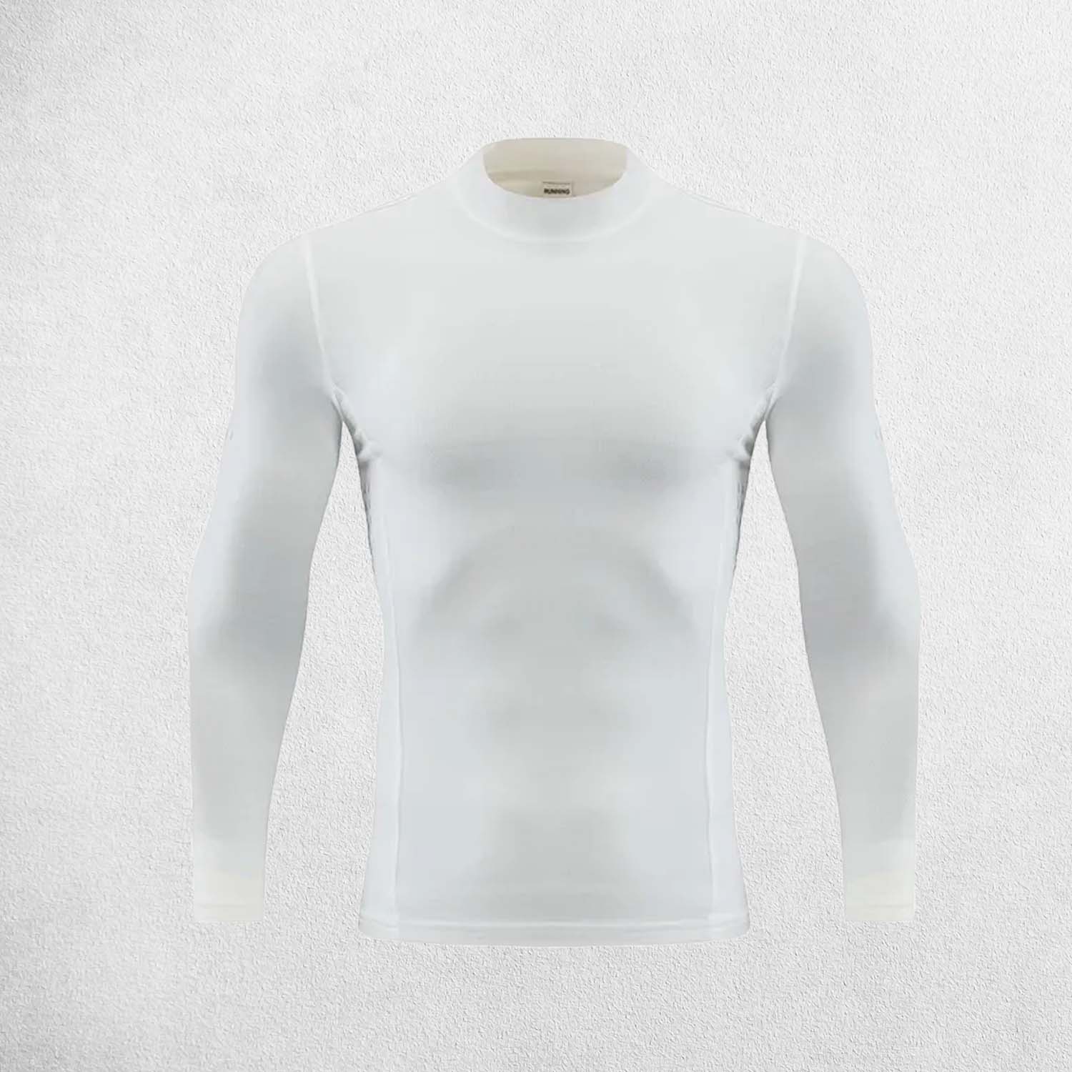 Front view of men’s long sleeve compression shirt in a Studio background
