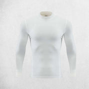 Front view of men’s long sleeve compression shirt in a Studio background
