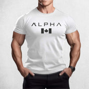 Front Pose of Model wearing White Men’s Oversized Maple Leaf Gym T-Shirt – Quick-Drying Athletic Streetwear Tee